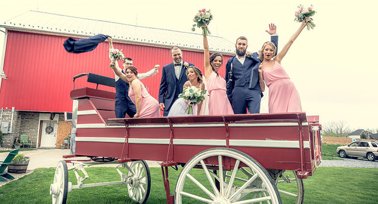 barn wedding wagon
